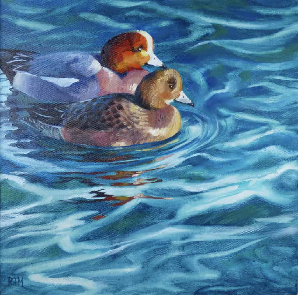 Oil painting of Eurasian Wigeon